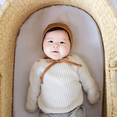 Briar Baby Linen Bonnet, Rust